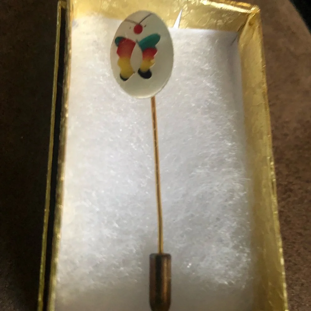 Vintage Butterfly MOP Inlay Stickpin